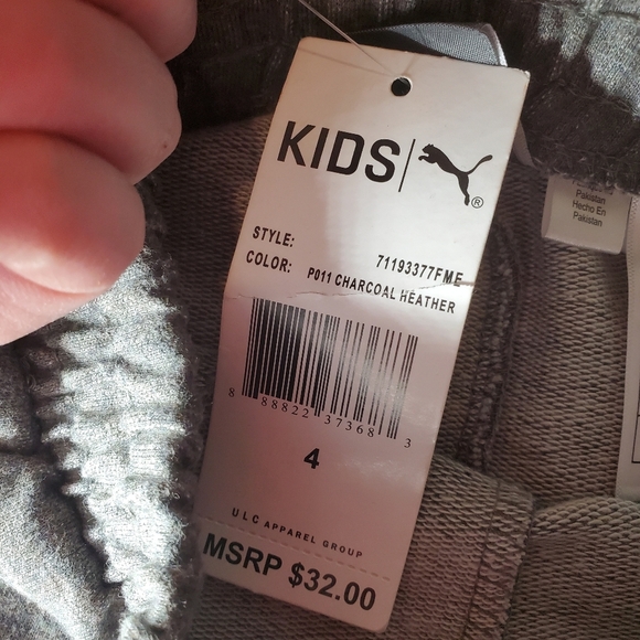 NWT Puma Boys SIze 4 Gray and White Logo Jogger Sweatpants - Picture 5 of 15